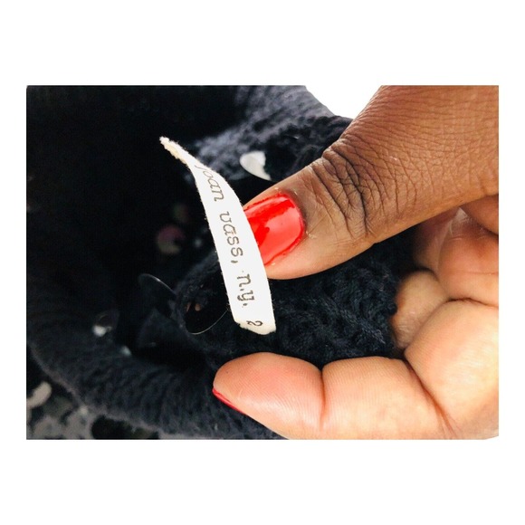 3958 Womens Black Wool Sequin All Over Tube Long Bodycon Sweater Dress S/M Party - Picture 7 of 7